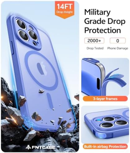 FNTCASE for iPhone 14 Pro Max Case, Fit for Magsafe, Glass Screen Protector - Image 5