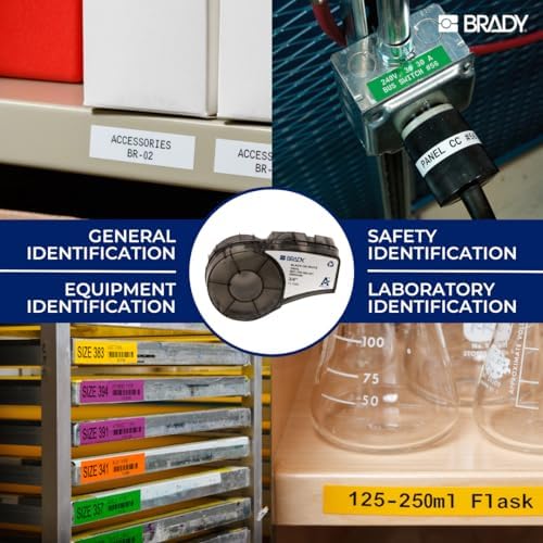 Brady Authentic (M21-375-595-BR) All-Weather Vinyl Label for Indoor/Outdoor ID, Lab and Equipment Labeling, White on Brown- ForM210, M210-LAB, M211, BMP21-PLUS and BMP21-LAB Printers, 375" W, 21' L - Image 2