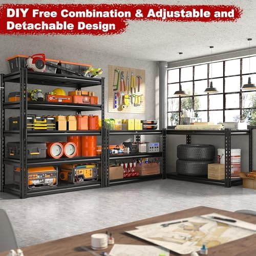 REIBII 72.1" H Garage Shelving 2000LBS Storage Shelves Heavy Duty Metal Shelving 5 Tier Garage Storage Shelves for Commercial Warehouse Pantry Kitchen 72.1" H x 40.1" W x 18.1" D - Image 6