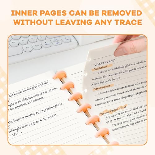 Discbound Notebook, 8-Disc Disbound Planner with Removable Pages, 180 Pages Spiral Notebook, Poly Cover Discbound Planner for Work, Travel, Note Taking(With Index Sticker),Orange,A4 - Image 5