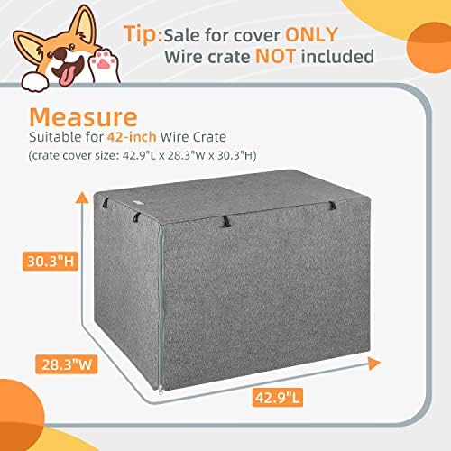 Seiyierr Dog Crate Cover - Kennel Cover Fit for 42 Inch Dog Crate, Double Door Polyester for Wire Puppy Cage Indoor Outdoor Protection,Grey - Image 2