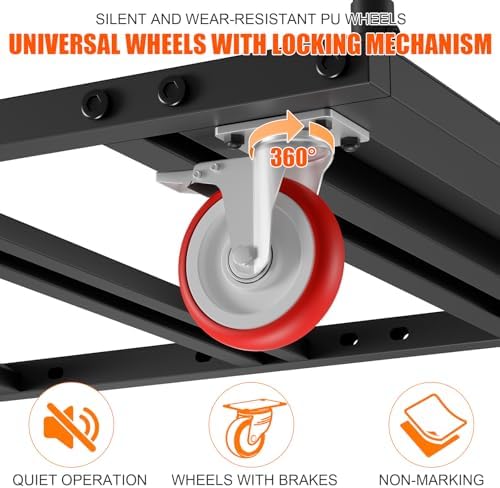 Folding Table Cart, Industrial Table Dolly with 5" PU Swivel Casters, Heavy-Duty Dolly w/ 1800 LBS for Party Events Hotel Factory Warehouse (45.6" L x 29.1" W x 39.3" H) - Image 6