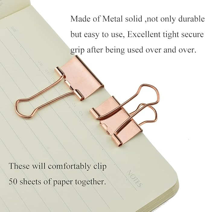 HAHIYO Binder Clips Paper Clamps Spring Steel Sturdy 0.98 inch Width 0.31 Inch - Image 6