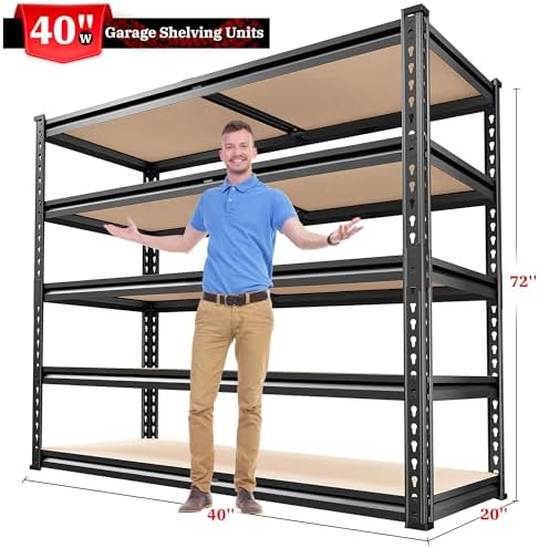 REIBII 40" W Storage Shelves,2500LBS Heavy Duty Garage Shelving for Basment - Image 3