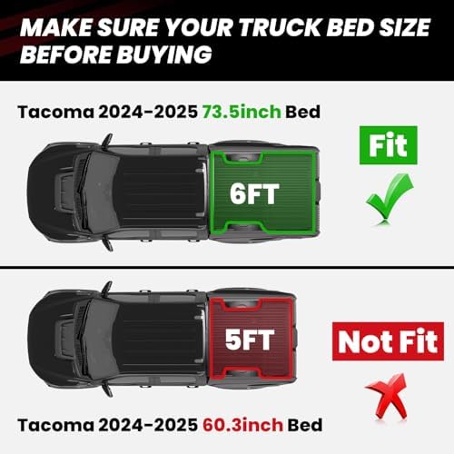 LASFIT Bed Mat for Toyota Tacoma 2005-2023(6ft/73.5'' Bed) Truck Bed - Image 2