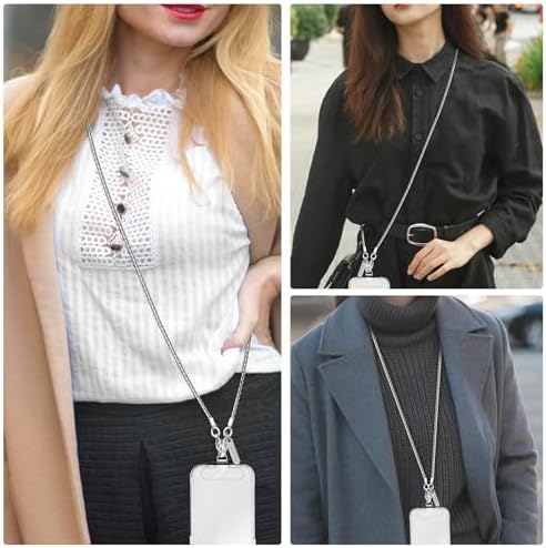MOUTAKEY Metal Cell Phone chain Crossbody Phone lanyard with 2 Tether Tabs Detachable iPhone Chain Crossbody Strap,Non-rusting,Solid,iPhone Lanyard for Women Girls Travel Shopping Party Camping - Image 2