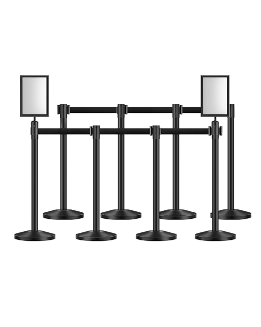 VEVOR Stanchion Post, Carbon Steel Black Stanchions Queue by VEVOR