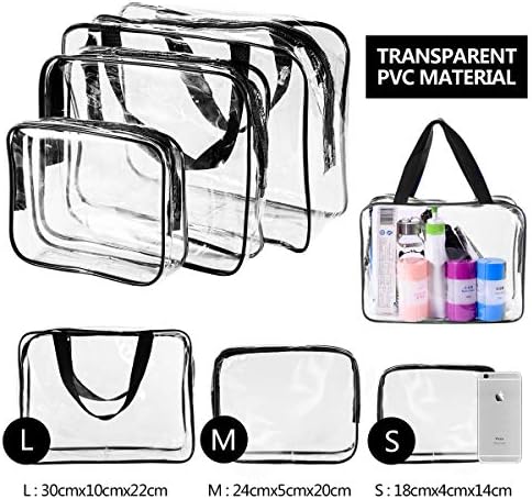 6Pcs Crystal Clear PVC Travel Toiletry Bag Kit for Women Men, Cosmetic Bags - Image 6