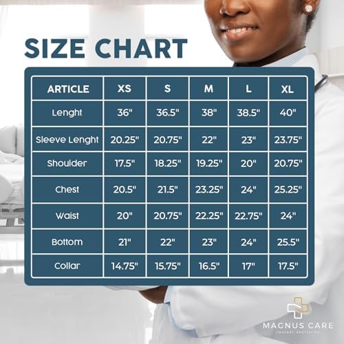 Magnus Care Professional Lab Coat for Women & Men, White Unisex Labcoat, Cotton Poly Medical Doctor Nurse Med Laboratory Coat - Image 5