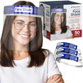 Medical Nation 50 Pack Face Shields | Clear Plastic Face Shield for Women, Men & Kids, Anti-Fog, Lightweight Reusable Full Face Shield Mask, Safety Visor Cover with Comfortable Sponge & Elastic Band by MEDICALNATION