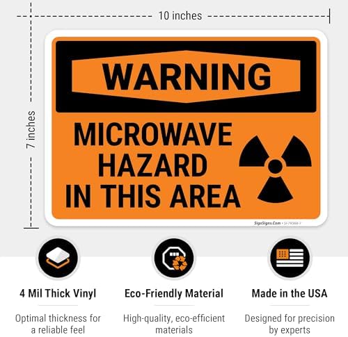 OSHA Warning Microwave Hazard in This Area with Graphic Sign, - Image 3