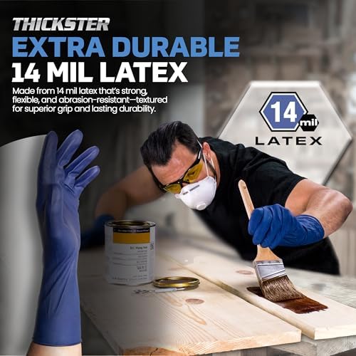 Thickster Powder-Free Exam Grade Latex Disposable Gloves. Blue, 14 mil Thickness, 12" Length. Single Use. Pack of 50. - Image 5