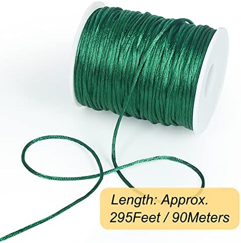 Tenn Well 295ft 2mm Satin Nylon Cord Silky Rattail Dark Green for Crafts - Image 2