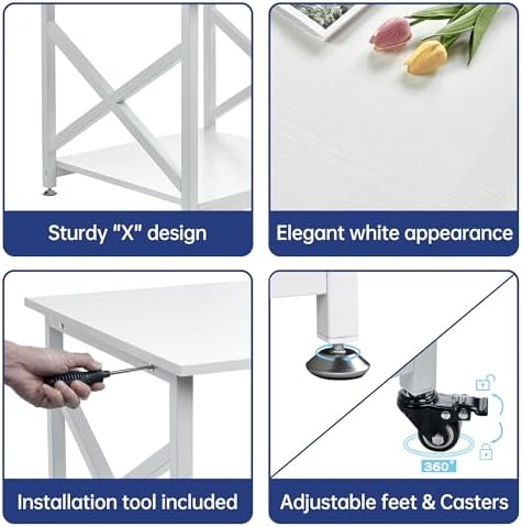 Fannova White 3D Printer Stand, Large Printer Table with Storage Shelf - Image 6