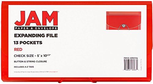 JAM PAPER Accordion Folders - 13 Pocket Plastic Expanding File - Check Size - 5 x 10 1/2 - Red - 2/Pack - Image 5