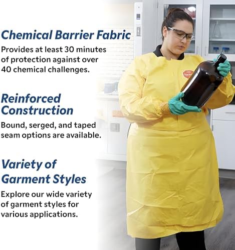 DuPont Tychem 2000 QC127S Disposable Chemical Resistant Coverall with Hood, Elastic Cuff and Serged Seams, Yellow, 3X-Large (Pack of 12) - Image 6