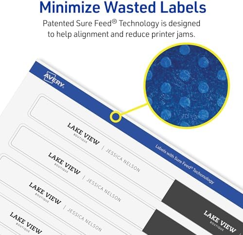 Avery Durable Waterproof Wraparound Rectangle Labels with Sure Feed Technology, 1-1/4" x 9-3/4", Matte White, 40 Customizable Labels for Laser and Pigment-Inkjet Printers (22845) - Image 4