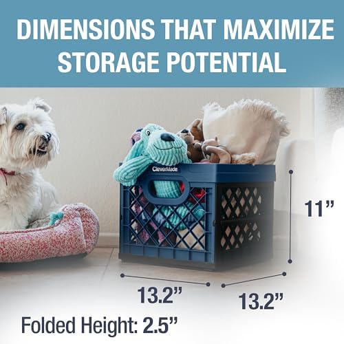 CleverMade Collapsible Milk Crates For Storage, 25L 3 Pack, 50 lb, Ocean - Image 5