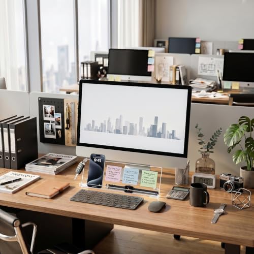 Monitor Memo Board Holder 14"x5", Computer Sticky Note Holder with Phone Stand, Space-Saving Office Organization, Movable & Reusable Screen Saver for Office & Home Desktop Decor - Image 5