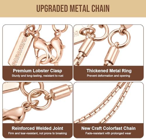 Dadanism Phone Wrist Strap Metal Phone Chain Wristlet Strap, Rose Gold - Image 5