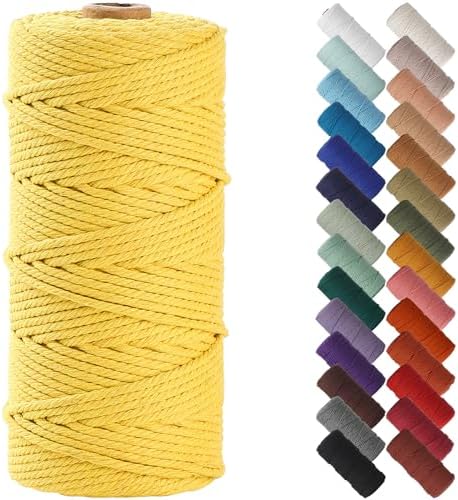 NOANTA Yellow Macrame Cord 3mm x 109yards, Colored Cotton Rope Macrame Yarn by NOANTA