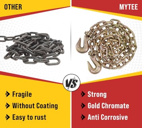 3/8 Inch x 6 FT Grade 70 Binder Chain with Clevis Grab Hooks - G70 Transport Tow Chain - 6,600 Lbs Working Load Limit - Image 2
