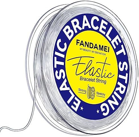 FANDAMEI 1mm Elastic Bracelet String Cord, Crystal Stretch Bead Cord for Bracelets Jewelry Making, Clear Stretchy Elastic String for Beading, Transparent Thread for Bracelet Necklace Making by FANDAMEI