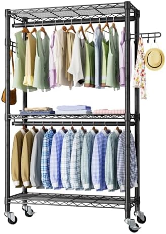 Golpart Heavy Duty Rolling Clothes Rack Wheels Portable Metal Garment Rack by Golpart