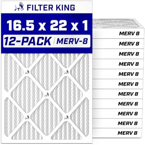 Filter King 16.5x22x1 Air Filter MERV 8, AC Furnace Filters (12-Pack) by FilterKing
