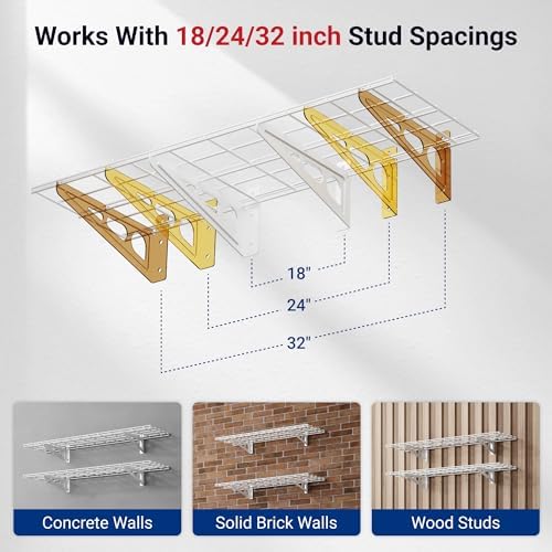 FLEXIMOUNTS 2-Pack 1x4ft 12-inch-by-48-inch Wall Shelf Garage Storage Rack Wall Mounted Floating Shelves, 450 lbs Load Capacity, White, Classic Series - Image 5