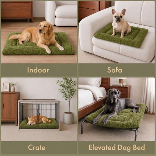 Exsnugy Washable Dog Bed Mat Large Size Fluffy Pet Crate Pad 42x28 XL - Image 2