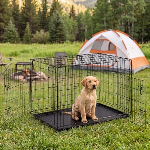 Sweetcrispy 42 Inch Dog Crate, Medium Large Dog Cage, Foldable Pet Kennel - Image 6