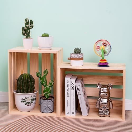 Extra Large Pine Wood Crates For Storage, Vinyl Records Storage Crates,The Storage Crates Are Made Of Pure Natural Solid Wood,Exuding Natural Pine Flavor,Unfinished Wooden Crates For Display . (1) - Image 4
