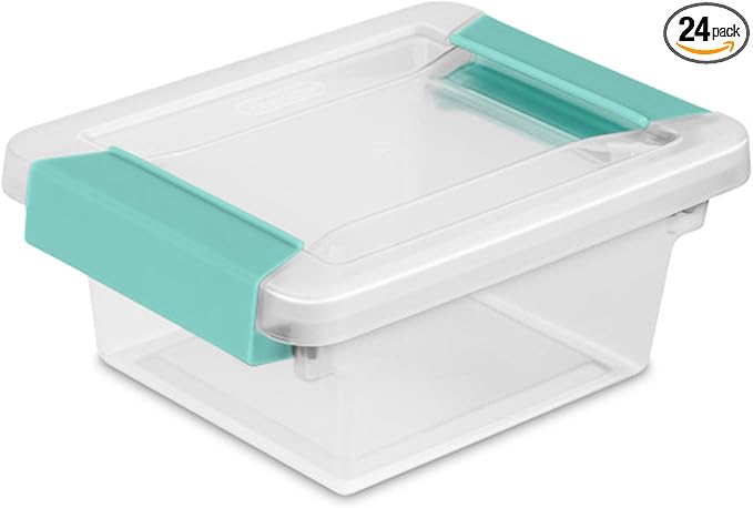 Sterilite 24-Pack Clip Box, Stackable Clear Plastic Bins by Sterilite