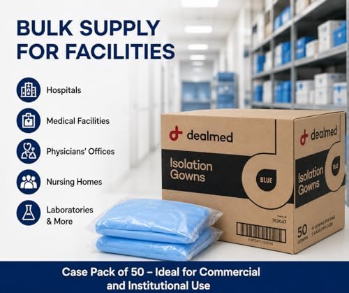 Dealmed Blue Isolation Gown - Disposable, Latex-Free, Case of 50 - Image 5