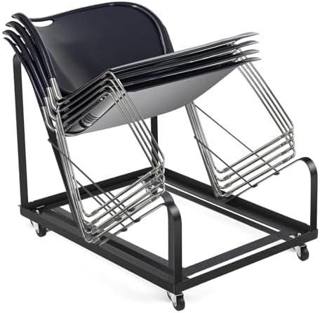 Sled Base Stack Chair Dolly for Stackable Chairs Heavy Duty Black Chair Base with Wheels Powder Coated Steel Frame for Party Event, Hotel by DaisyInner