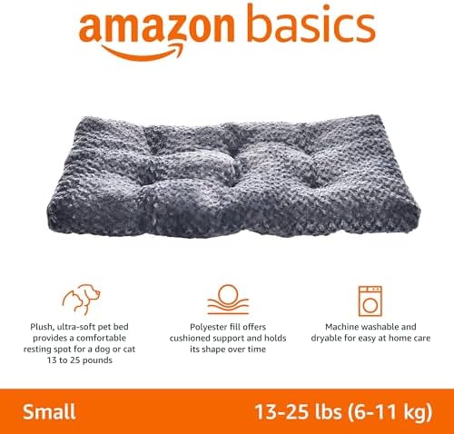 Amazon Basics Washable Cat and Dog Bed Crate Pad, Indoor, Easy to Wash, Fits Medium Crates, 29 x 21 x 3 inches, Gray - Image 2