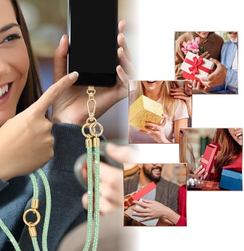 Crystal Phone Strap Crossbody and Wrist Lanyard, Anti Theft Layered & Wrist Strap Cell Phone Neck for Women - Image 6