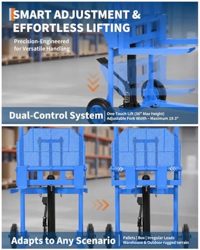 Hydraulic Material Lift, Heavy Duty 450lbs Capacity Pallet Truck Dolly,Blue - Image 4