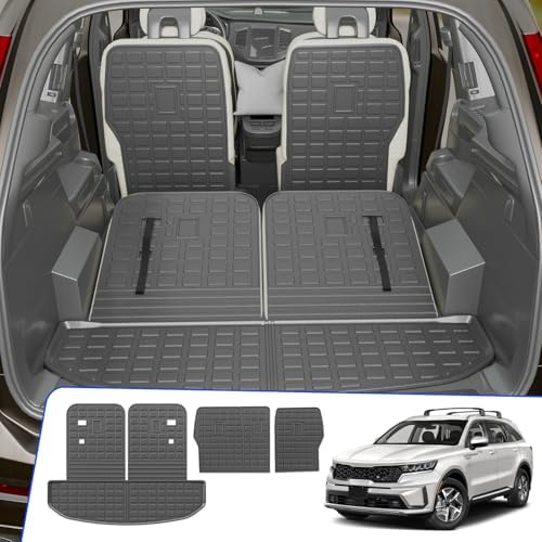 Rongtaod Cargo Mat + 2nd & 3rd Row Backrest Mats for 2021-2026 Kia Sorento by Rongtaod