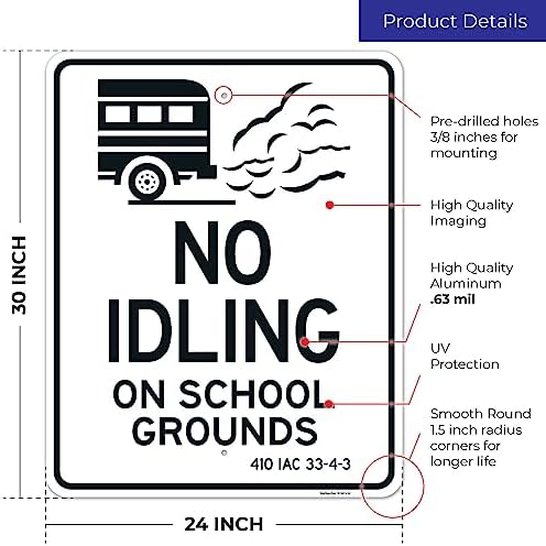 No Idling On School Grounds 410 IAC 33-4-2 Sign, - Image 3