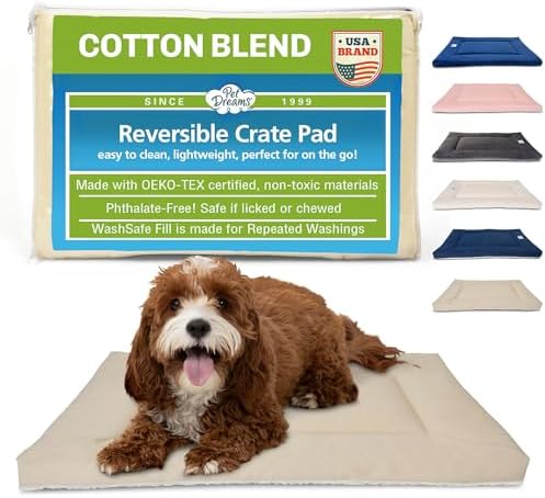 Pet Dreams Dog Crate Pad - Washable Kennel Mat, Crate Pads for Dog Cages, Non-Toxic, Flat Indoor Cat Bed, Fits iCrate 18, 24, 30, 36, 42, 48 Inches (Khaki, Small, 24") by PetDreams
