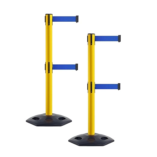 Crowd Control Warehouse CCW Set of 2 Retractable Dual Belt Stanchion Safety by Crowd+Control+Warehouse