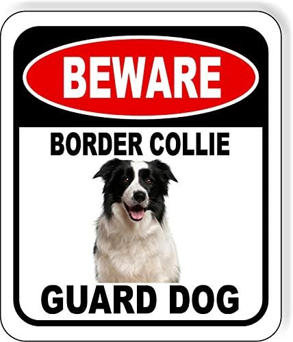 BEWARE BORDER COLLIE GUARD DOG Aluminum Composite Outdoor Sign 8.5" x10" Metal Security Notice for Yard, Fence, Porch, Property, and Business – No Trespassing, Warning, Attack Dogs, Protection by WorkHouseSigns