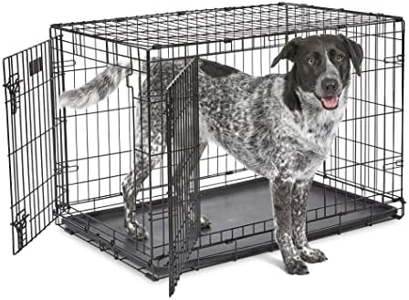 MidWest Homes for Pets Intermediate Double Door iCrate Starter Kit, 36-inch Dog Crate Bundle for Medium to Large Breeds, Includes Cage, Pet Bed, 2 Bowls and Privacy Cover - Image 5