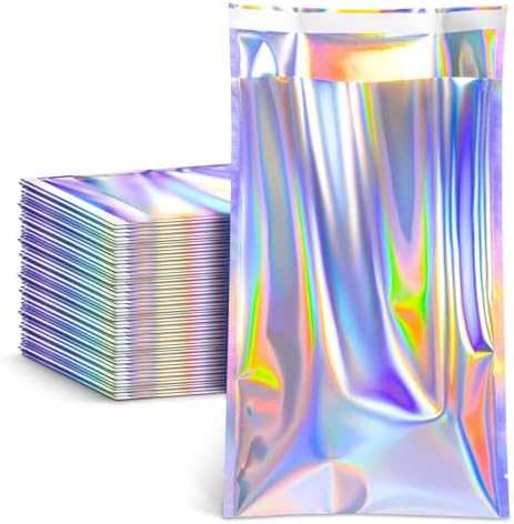 FUNFERY 6.3x9.4in Holographic Mylar Poly Mailers Self Sealing Adhesive Bag by FUNFERY