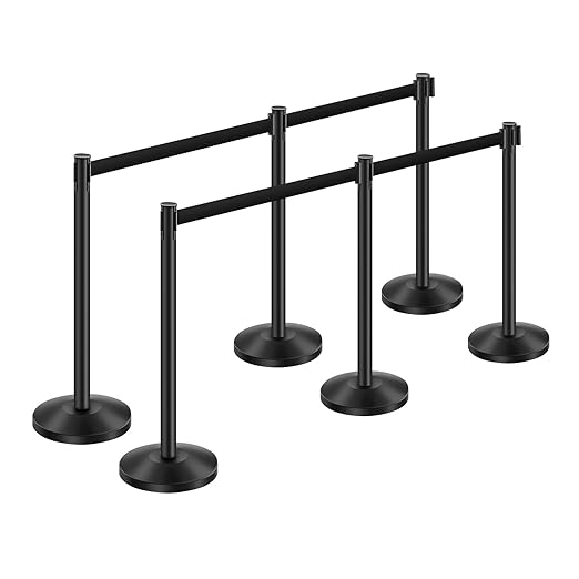VEVOR Stanchion Post, Carbon Steel Black Stanchions Queue - Image 9