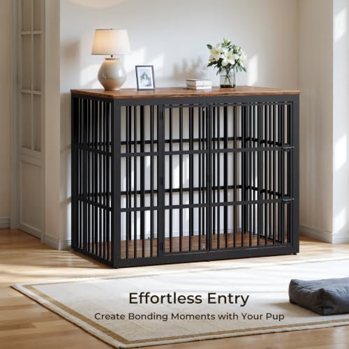 Lyromix 54" Taller Dog Crate Furniture for Great Dane, Rustic Brown - Image 3