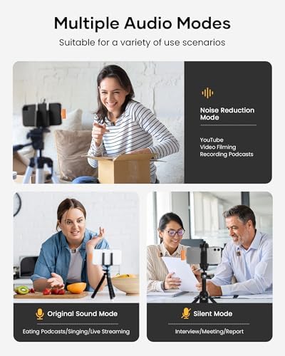 KUKIHO Wireless Lavalier Microphone for iPhone iPad Android with Charging Case 80h Battery Life, Noise Cancellation, 164ft Range Plug-Play Clip On Lapel Mic for YouTube, Video Recording, Vlog (Orange - Image 3