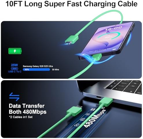Super Fast Charger Type C, 25W USB C Wall Charger Fast Charging 10FT Cable - Image 5